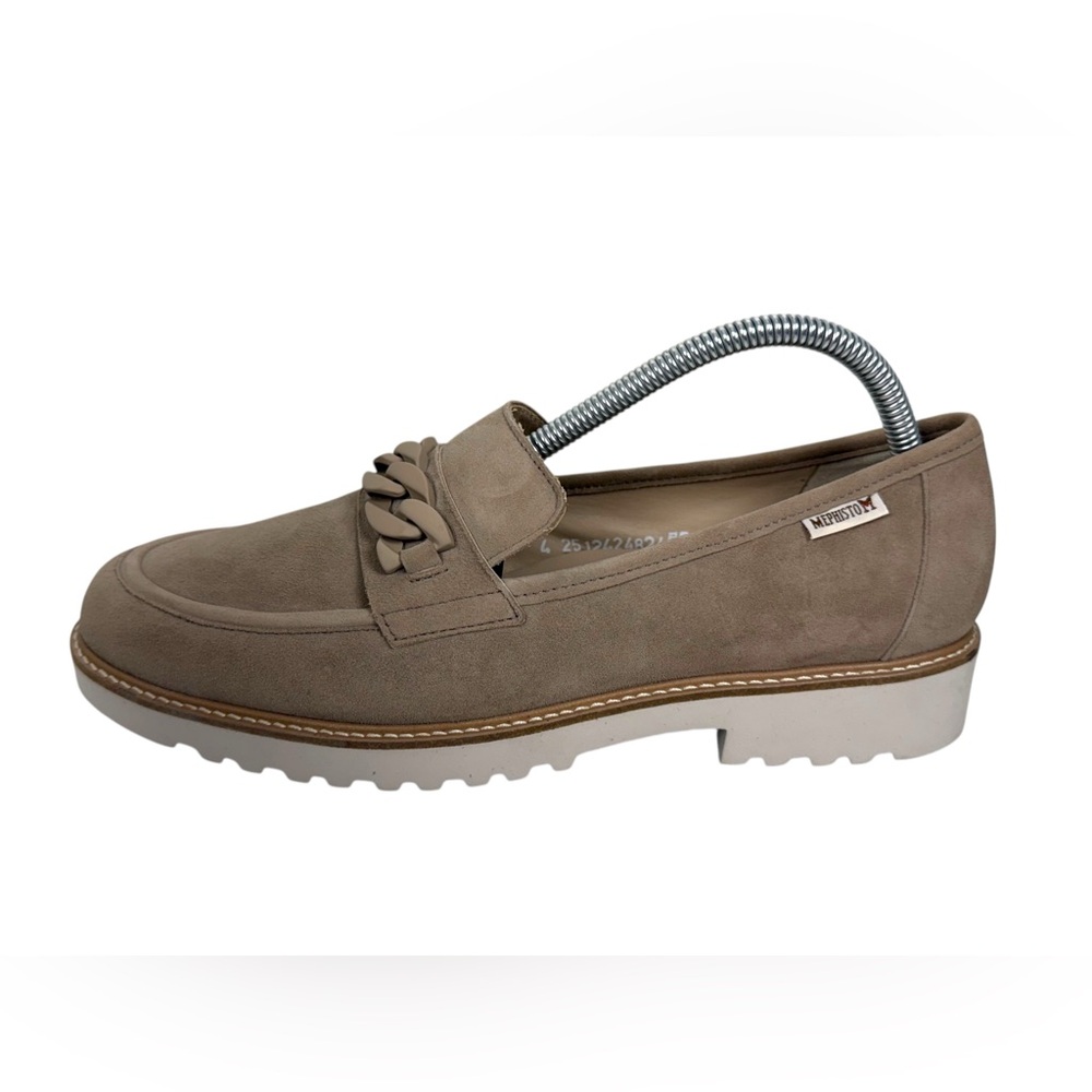 Mephisto Womens Size 9.5 Light Taupe Salka Lug Sole Loafer Shoes Suede Leather - Picture 3 of 11